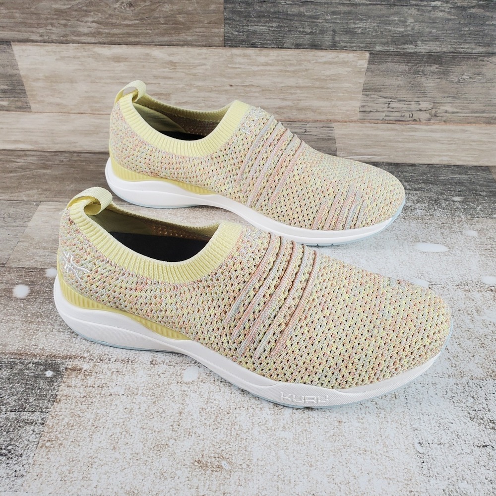 Kuru Stride Slip On Shoes Womens Sz 7 Comfort Walking Sneaker Yellow Confetti
